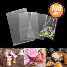 Eliz Party Şeffaf Parlak Bantsız Jelatin Poşet 13x20 cm Kurabiye Aksesuar Hediye Paketleme Poşeti 100 Adet
