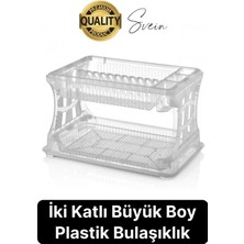 Svein Premium Iki Katlı Tabaklık Tezgah Üstü Bulaşıklık Bardak Tabak Kurutucu Mutfak Düzenleyici Plastik