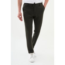 MCR Düz Haki Super Slim Fit Beli Lastikli Ipli Erkek Pantolon
