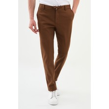 MCR Çizgili Kamel Rengi Super Slim Fit Erkek Pantolon
