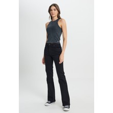 Wrangler Flare Fit Normal Bel Geniş Paça Siyah Esnek Jean Denim Pantolon