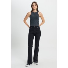 Wrangler Flare Fit Normal Bel Geniş Paça Siyah Esnek Jean Denim Pantolon