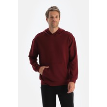 Bordo Erkek Modal Kapişonlu Sweatshırt