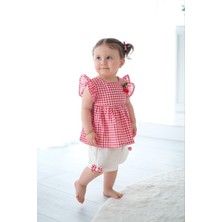 Asel Kids Kız bebek ikili ekose takım