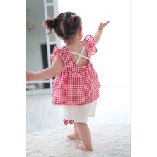 Asel Kids Kız bebek ikili ekose takım
