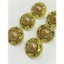 Karan Tuhafiye Vintage Serisi Düğme Seti / 2,5 cm 6 Lı Set (Gold - Açık Bej)
