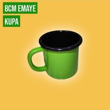 Qussine Emaye Kordonlu Kupa - Emaye Kampçı Kupası - Kahve Fincanı - Kamp Bardağı 350 ml