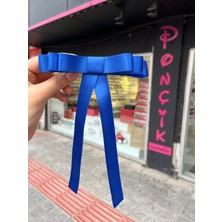 Ponçik Accessories Saks Mavi Saten Fiyonk Otomatik Kurdele Toka