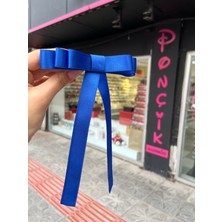 Ponçik Accessories Saks Mavi Saten Fiyonk Otomatik Kurdele Toka