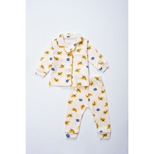 Lusana  2411 3-12 Ay Unisex Yaprak Baskılı Pijama Takım