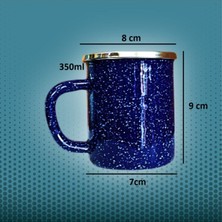 Qussine Emaye Kupa Kampçı Kupası Retro Kupa Lacivet 350 ml 8 cm