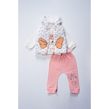 Lusana 582 6-18 Ay Lady Cat Kedi Baskılı 3'lü Takım