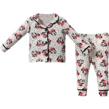 Lusana 1069 6-18 Ay Minnie Baskılı Düğmeli Pijama Takım