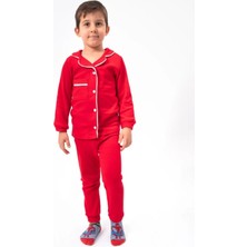 Lusana 046 5-7 Yaş Cepli Biyeli Erkek Düğmeli Pijama Takımı