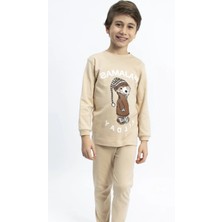 Lusana 5062 8-10 Yaş Pajamas All Day Baskılı Erkek Pijama Takımı