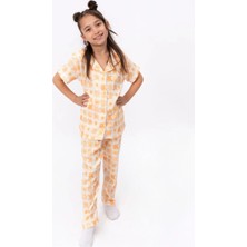 Lusana 4009 8-10 Yaş Güneş Çiçek Baskılı Kız Pijama Takımı