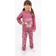 Lusana 7007 2-4 Yaş Good Vıbes Sunger Bob Baskılı Kız Pijama Takımı