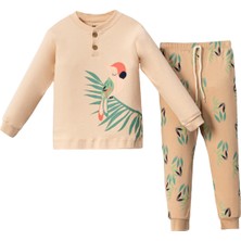 Lusana 7013 1-4 Yaş Papağan Baskılı Pijama Takım