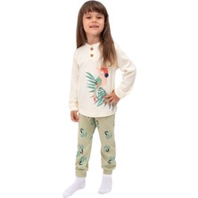 Lusana 7013 1-4 Yaş Papağan Baskılı Pijama Takım