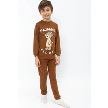 Lusana 5062 8-10 Yaş Pajamas All Day Baskılı Erkek Pijama Takımı