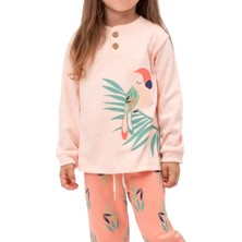 Lusana 7014 4-7 Yaş Papağan Baskılı  Pijama Takım