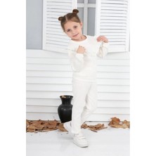 Lusana 2024 4-9 Yaş Önü Güpür Detaylı Fitilli Mevsimlik Kız Takım