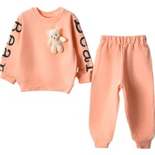 Lusana 501224-K 2-5 Yaş Bear Baskılı Ayıcıklı Kız 2'li Takım