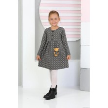 Lusana 3019 3-7 Yaş Ayıcık Oyuncak Detaylı Kışlık Elbise