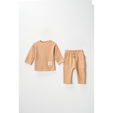 Lusana 2024-3 9-24 Ay Bisiklet Yaka Armalı Düz 2'li Takım