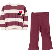 Lusana 24415 2-5 Yaş Kız Minnie Mouse Baskılı Çizgili 2li Takım