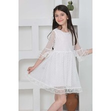 Lusana 8894 Kız Tokalı Tül Elbise