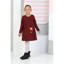Lusana 3019 3-7 Yaş Ayıcık Oyuncak Detaylı Kışlık Elbise