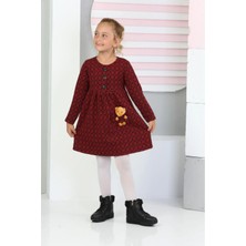 Lusana 3019 3-7 Yaş Ayıcık Oyuncak Detaylı Kışlık Elbise