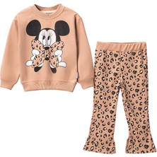Lusana 24418 2-5 Yaş Kız Minnie Leopar Baskılı 2li Takım