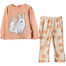 Lusana  24412 9-24 Ay Kız Tavşan Baskılı 2'li Takım