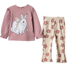 Lusana  24412 9-24 Ay Kız Tavşan Baskılı 2'li Takım