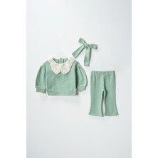 Lusana 2008 6-24 Ay Kız Önlük Yaka Bandanalı 3'lü Takım