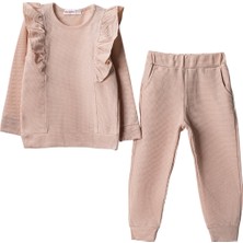 Lusana 3095-1 7-10 Yaş Kız Fırfır Detaylı Takım