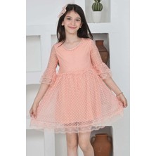 Lusana 8894 Kız Tokalı Tül Elbise