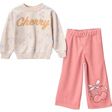 Lusana 24421 2-5 Yaş Kız Cherry Kiraz Baskılı 2li Takım