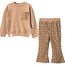 Lusana 24422 2-5 Yaş Leopar Desenli Cepli Ispanyol Paça 2li Takım