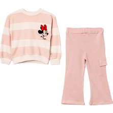 Lusana 24415 2-5 Yaş Kız Minnie Mouse Baskılı Çizgili 2li Takım