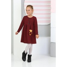 Lusana 3019 3-7 Yaş Ayıcık Oyuncak Detaylı Kışlık Elbise