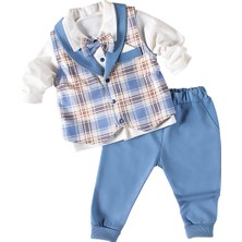 Lusana 1010 9-24 Ay Kareli Yelekli 3lü Takım