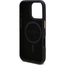 Guess Apple iPhone 16 Pro Max Kılıf Guess Orjinal Lisanslı Magsafe Özellik 4g Desen Pu Metal Klasik Logolu Siyah