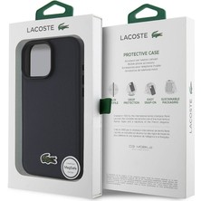 Lacoste Apple iPhone 16 Pro Max Kılıf Lacoste Orjinal Lisanslı Pu Pike Desen Ikonik Timsah Dokuma Logolu Lacivert