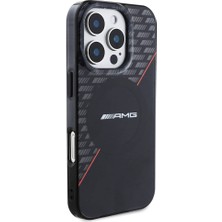 AMG Apple iPhone 16 Pro Max Kılıf Amg Lisanslı Magsafe Özellik Çift Katman Kırmızı Çapraz Çizgi Siyah-Kırmızı