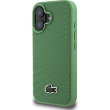 Lacoste Apple iPhone 16 Kılıf Lacoste Orjinal Lisanslı Pu Pike Desen Arka Ikonik Timsah Dokuma Logolu Yeşil