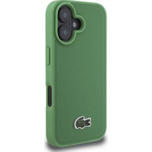 Lacoste Apple iPhone 16 Kılıf Lacoste Orjinal Lisanslı Pu Pike Desen Arka Ikonik Timsah Dokuma Logolu Yeşil