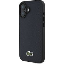 Lacoste Apple iPhone 16 Kılıf Lacoste Orjinal Lisanslı Pu Pike Desen Arka Ikonik Timsah Dokuma Logolu Lacivert